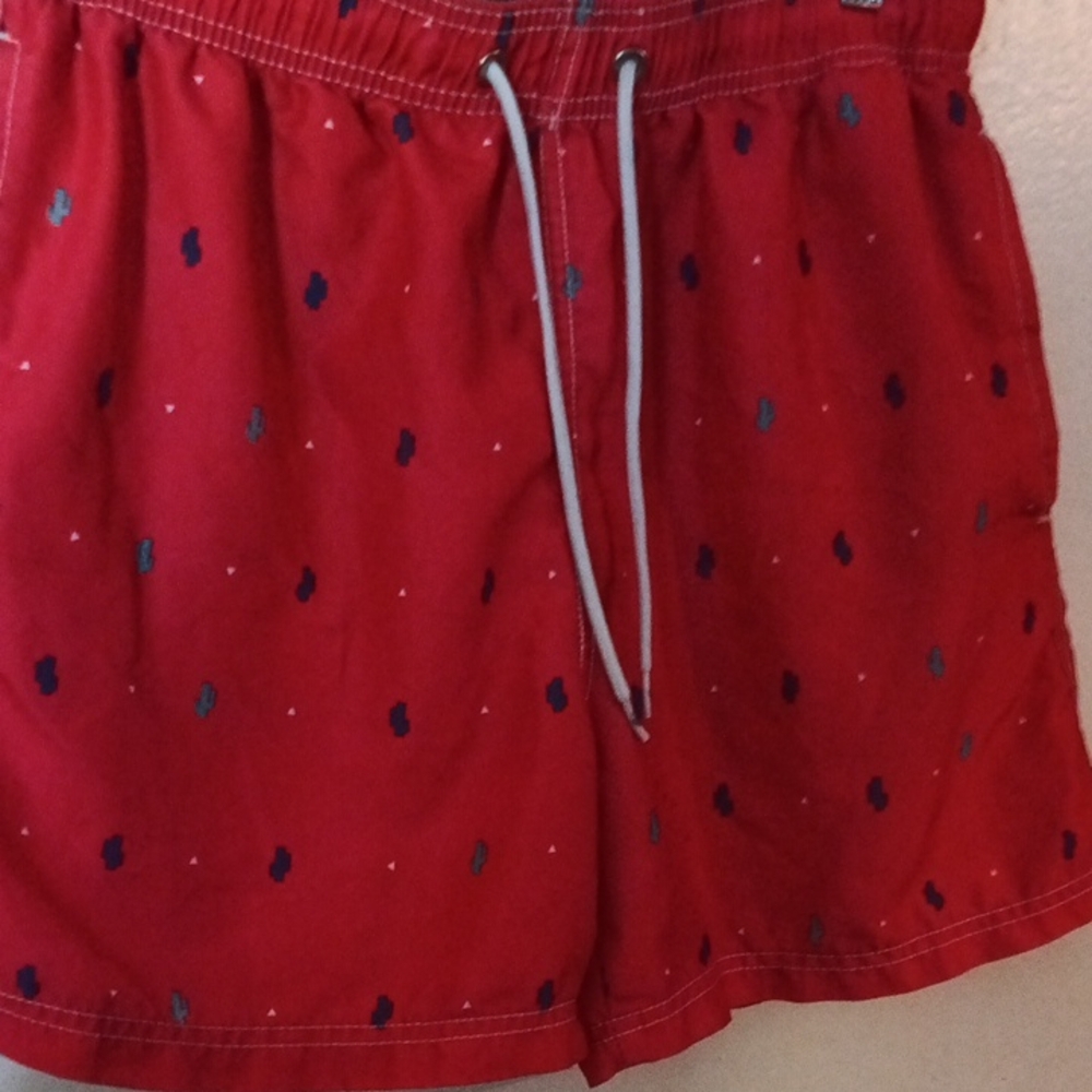 Body Glove Red Swim Trunks with Blue Accents